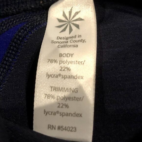 Athleta Leggings Small Multi Blue White Color Block Cropped Back Zipper Pocket - Picture 10 of 11